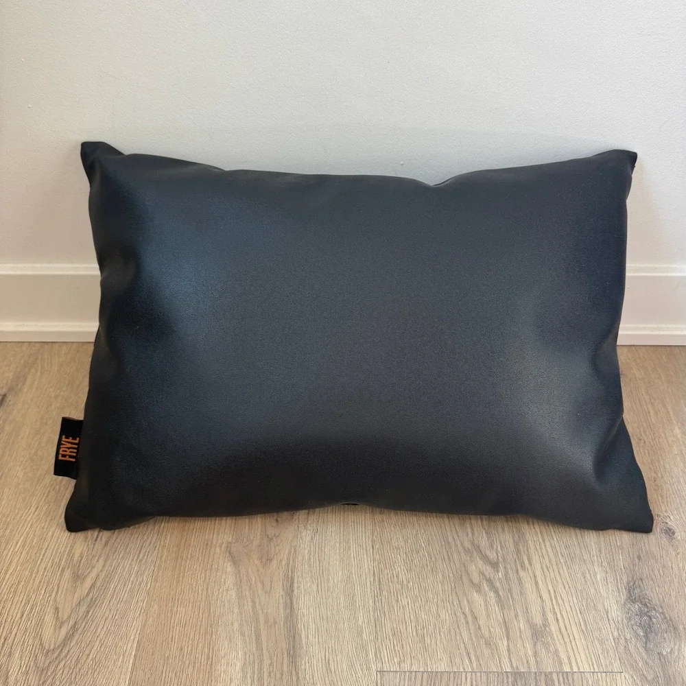 Frye Black Woven Faux Leather Decorative Throw Pillow Accent Home Decor 14